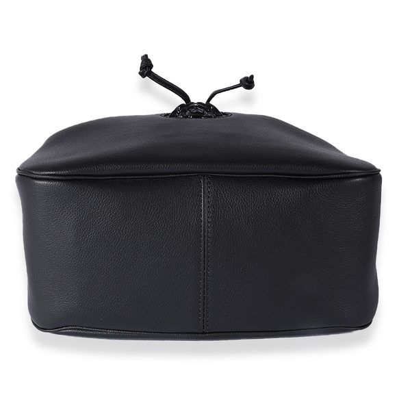 Versace Black Leather La Medusa Drawstring Bucket Bag - Picture 5 of 7